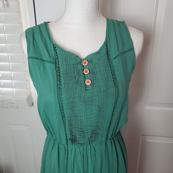 Matilda Jane Maxi Dress Womens Small Green Sleeveless Rayon Comfy Long Crochet - Picture 7 of 16